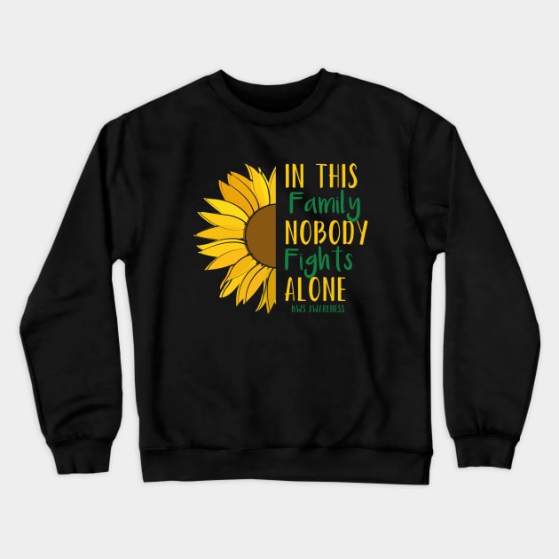 In This Family Nobody Fights Alone BWS Awareness Crewneck Sweatshirt by Color Fluffy